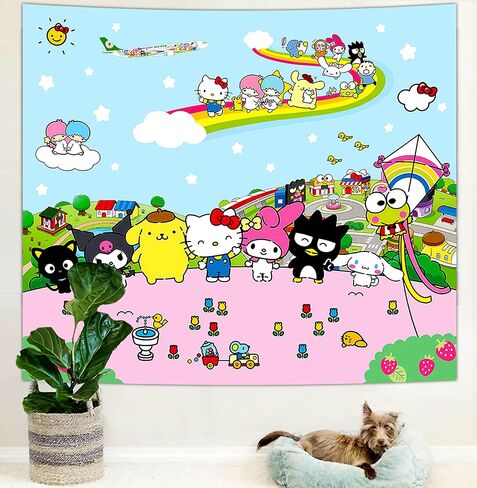 SkyReach Anime Tapestry Hello Kitty Tapestry-Hello Kitty Poster-Sanrio Room Decor-Kawaii Party Supplies-Kids Room Decor Tapestry-Anime Birthday Decorations Tapestry 60x50 In in Saudi Arabia