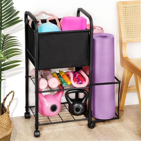 Yoga Mat Storage Rack Yoga Mat Holder Home Gym Equipment Workout Equipment Storage Organizer for Yoga Block,Foam Roller,Resistance Band,Dumbbell,Kettlebell in Kuwait