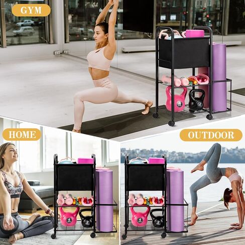 Yoga Mat Storage Rack Yoga Mat Holder Home Gym Equipment Workout Equipment Storage Organizer for Yoga Block,Foam Roller,Resistance Band,Dumbbell,Kettlebell in Kuwait