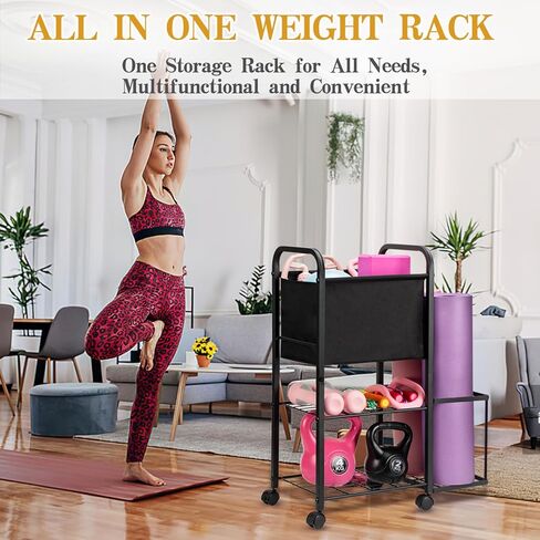 Yoga Mat Storage Rack Yoga Mat Holder Home Gym Equipment Workout Equipment Storage Organizer for Yoga Block,Foam Roller,Resistance Band,Dumbbell,Kettlebell in Kuwait