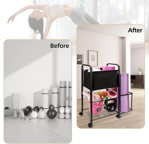 Yoga Mat Storage Rack Yoga Mat Holder Home Gym Equipment Workout Equipment Storage Organizer for Yoga Block,Foam Roller,Resistance Band,Dumbbell,Kettlebell in Kuwait
