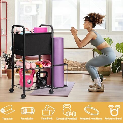 Yoga Mat Storage Rack Yoga Mat Holder Home Gym Equipment Workout Equipment Storage Organizer for Yoga Block,Foam Roller,Resistance Band,Dumbbell,Kettlebell in Kuwait