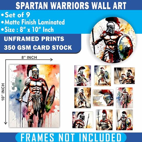 لوحة فنية جدارية لمحاربي سبارتان - اقتباسات ملهمة تحفيزية إيجابية ملصق مشجع لغرفة المعيشة وغرفة نوم المراهقين وديكور المكتب المنزلي - مطبوعات غير مؤطرة 8 × 10 in Kuwait