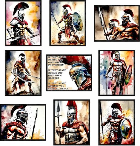 لوحة فنية جدارية لمحاربي سبارتان - اقتباسات ملهمة تحفيزية إيجابية ملصق مشجع لغرفة المعيشة وغرفة نوم المراهقين وديكور المكتب المنزلي - مطبوعات غير مؤطرة 8 × 10 in Kuwait
