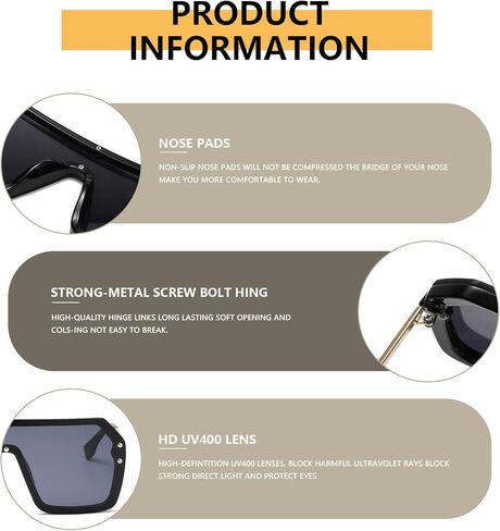 نظارات شمسية مربعة كلاسيكية للنساء والرجال، نظارات شمسية عصرية بعدسات حماية من الأشعة فوق البنفسجية 400 AM018 in Kuwait