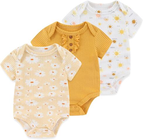 Newborn Baby Ribbed Bodysuit Cotton Baby Boy Girl Clothes 0-12 Months in Saudi Arabia