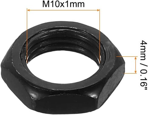 PATIKIL M10x1mm Hex Nut, 20 Pack Iron Zinc Plating Fastened Nut Cap Hardware Repair for Chandelier Ceiling Light DIY, Black in Saudi Arabia