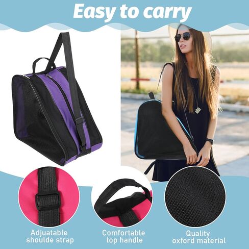 MAQUITA Roller Skate Bag Large Capacity Breathable Ice Skate Bag with Adjustable Shoulder Strap Figure Skating Bag Skate Accessories for Boys Girls Adults in Kuwait