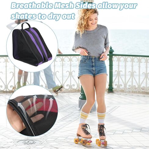 MAQUITA Roller Skate Bag Large Capacity Breathable Ice Skate Bag with Adjustable Shoulder Strap Figure Skating Bag Skate Accessories for Boys Girls Adults in Kuwait