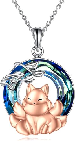 AINFQY Animals Necklace for Women S925 Sterling Silver Turtle/Flamingo/Panda/Fox/Hummingbird Crystal Pendant Necklaces Jewelry for Girls in Kuwait