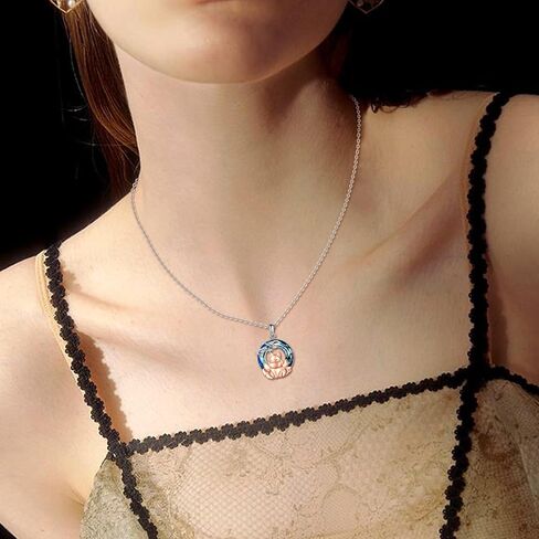 AINFQY Animals Necklace for Women S925 Sterling Silver Turtle/Flamingo/Panda/Fox/Hummingbird Crystal Pendant Necklaces Jewelry for Girls in Kuwait