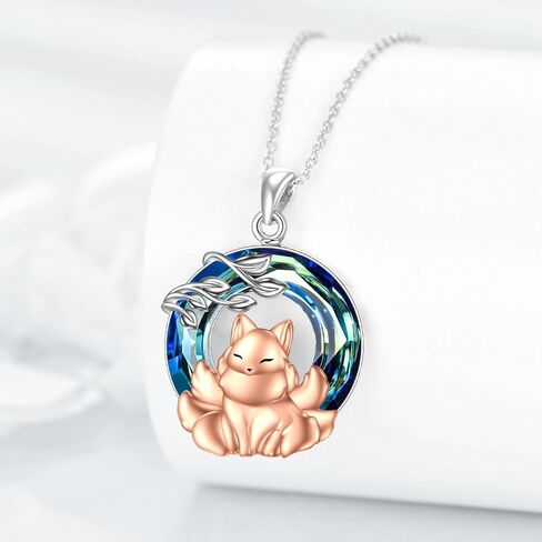 AINFQY Animals Necklace for Women S925 Sterling Silver Turtle/Flamingo/Panda/Fox/Hummingbird Crystal Pendant Necklaces Jewelry for Girls in Kuwait