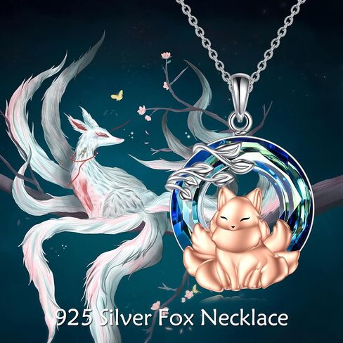 AINFQY Animals Necklace for Women S925 Sterling Silver Turtle/Flamingo/Panda/Fox/Hummingbird Crystal Pendant Necklaces Jewelry for Girls in Kuwait