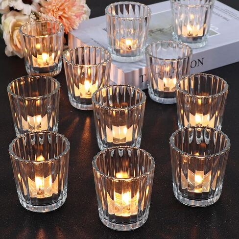 12pcs Clear Votive Candle Holders, Glass Candle Holders Bulk for Table Centerpiece, Tealight Candle Holders for Wedding, Birthday, Party, Home, Dinner Decor in Saudi Arabia
