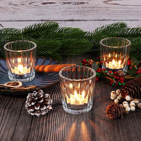 12pcs Clear Votive Candle Holders, Glass Candle Holders Bulk for Table Centerpiece, Tealight Candle Holders for Wedding, Birthday, Party, Home, Dinner Decor in Saudi Arabia