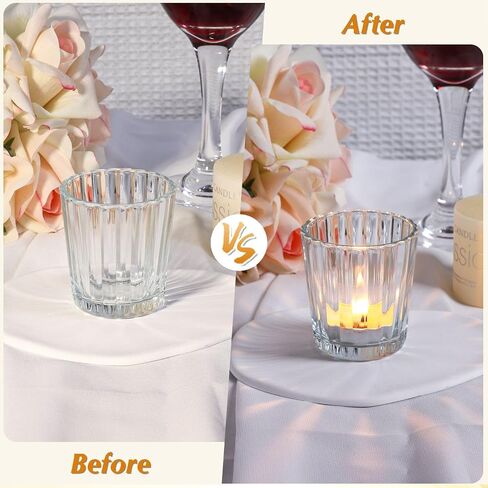 12pcs Clear Votive Candle Holders, Glass Candle Holders Bulk for Table Centerpiece, Tealight Candle Holders for Wedding, Birthday, Party, Home, Dinner Decor in Saudi Arabia