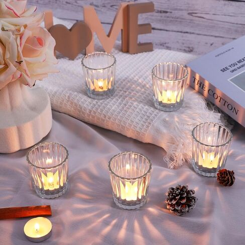 12pcs Clear Votive Candle Holders, Glass Candle Holders Bulk for Table Centerpiece, Tealight Candle Holders for Wedding, Birthday, Party, Home, Dinner Decor in Saudi Arabia