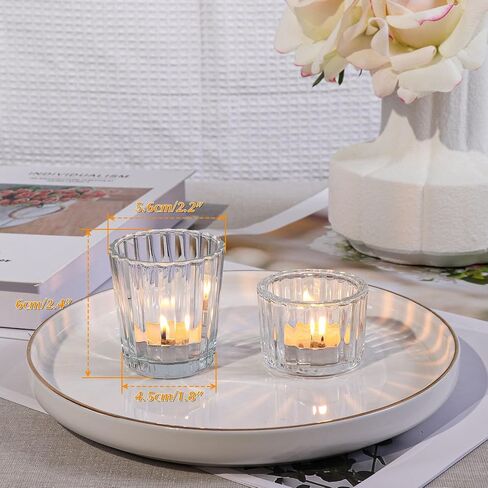 12pcs Clear Votive Candle Holders, Glass Candle Holders Bulk for Table Centerpiece, Tealight Candle Holders for Wedding, Birthday, Party, Home, Dinner Decor in Saudi Arabia