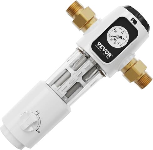 VEVOR Sediment Filter, 20 GPM Spin Down Sediment Filter with Pressure Gauge, 4Th Gen Backwash Pre-Filtration System, 360° Bi-side Scraper Flush, Reusable Whole House Sediment Water Filter, 3/4" MNPT in Saudi Arabia