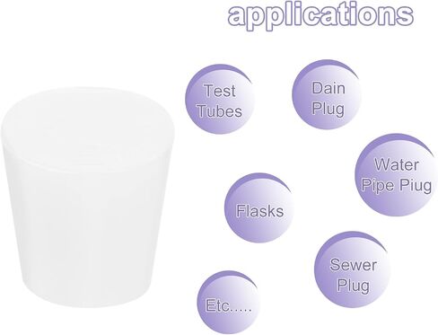 MECCANIXITY Silicone Rubber Tapered Plug 16mm to 20mm Solid Test Tubes Bungs Stopper White Translucent for Lab Home 12 Pieces in Saudi Arabia