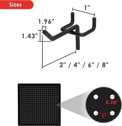 Swift Courser 10 Pack Heavy Duty Pegboard Hooks, Metal Peg Board Hooks, Pegboard Rack Accessories for Hanging Stationery, Keys, Tools, Fit 1" Peg Board (Chrome Plated - 10 Packs, 2" (5cm)) in Saudi Arabia
