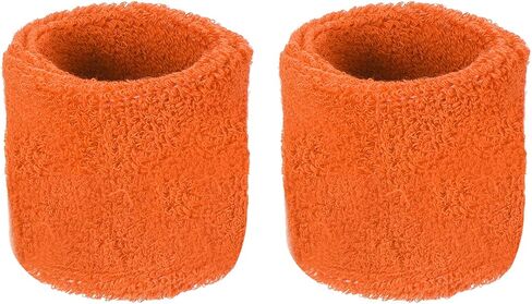 2 Pack Wrist Brace - Elastic Air-Permeable Cotton Terry Cloth Sweatband, Apply to Tennis/Basketball/Running (8x5cm, Orange) in Saudi Arabia