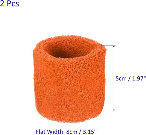 2 Pack Wrist Brace - Elastic Air-Permeable Cotton Terry Cloth Sweatband, Apply to Tennis/Basketball/Running (8x5cm, Orange) in Saudi Arabia