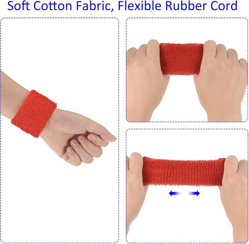 2 Pack Wrist Brace - Elastic Air-Permeable Cotton Terry Cloth Sweatband, Apply to Tennis/Basketball/Running (8x5cm, Orange) in Saudi Arabia