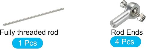 MECCANIXITY قضيب ملولب بالكامل M3 x 250mm 304 خيوط من الفولاذ المقاوم للصدأ لليد اليمنى مع نهاية قضيب M3 فضية اللون 4 قطع in Saudi Arabia