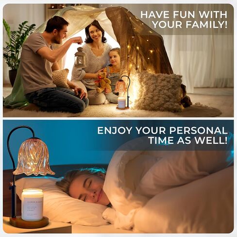 مصباح تدفئة الشموع مع مؤقت، سخان شموع كهربائي للشموع المعطرة، ارتفاع قابل للتعديل وقوة قابلة للتعديل مصباح تدفئة تذوب الشمع لديكور المنزل في الغرفة، بني، TL001 in Saudi Arabia