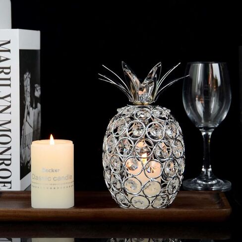 مجموعة Kehail مكونة من 3 قطع من الكريستال المعدني على شكل أناناس كمثرى لطاولة مركزية مصنوعة يدويًا من الكريستال شمعدان فاكهة مجوف لتزيين المنزل وحفلات الزفاف والعطلات (فضي، مجموعة من 3) in Kuwait