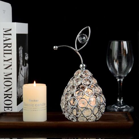 مجموعة Kehail مكونة من 3 قطع من الكريستال المعدني على شكل أناناس كمثرى لطاولة مركزية مصنوعة يدويًا من الكريستال شمعدان فاكهة مجوف لتزيين المنزل وحفلات الزفاف والعطلات (فضي، مجموعة من 3) in Kuwait