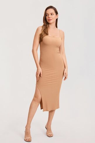 MOMANDA Women' s Maternity Dress Ribbed Spaghetti Strap Bodycon Dresses Square Neck Maternity Clothes for Baby Shower in Kuwait