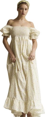 لا شيء يناسب ولكن فستان حمل كيري مصنوع من القطن 100% للنساء، فستان حمل طويل كاجوال مزين بالزهور لحفلات استقبال المولود الجديد in Kuwait