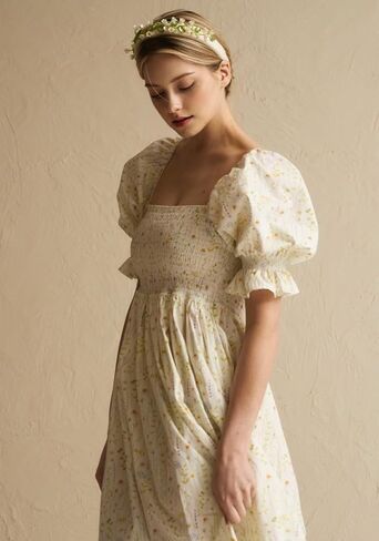 لا شيء يناسب ولكن فستان حمل كيري مصنوع من القطن 100% للنساء، فستان حمل طويل كاجوال مزين بالزهور لحفلات استقبال المولود الجديد in Kuwait