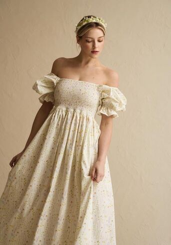 لا شيء يناسب ولكن فستان حمل كيري مصنوع من القطن 100% للنساء، فستان حمل طويل كاجوال مزين بالزهور لحفلات استقبال المولود الجديد in Kuwait