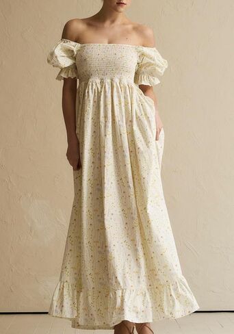 لا شيء يناسب ولكن فستان حمل كيري مصنوع من القطن 100% للنساء، فستان حمل طويل كاجوال مزين بالزهور لحفلات استقبال المولود الجديد in Kuwait