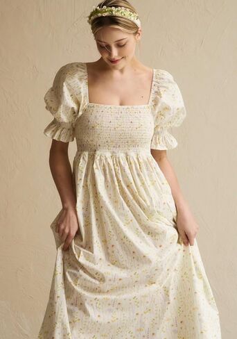 لا شيء يناسب ولكن فستان حمل كيري مصنوع من القطن 100% للنساء، فستان حمل طويل كاجوال مزين بالزهور لحفلات استقبال المولود الجديد in Kuwait