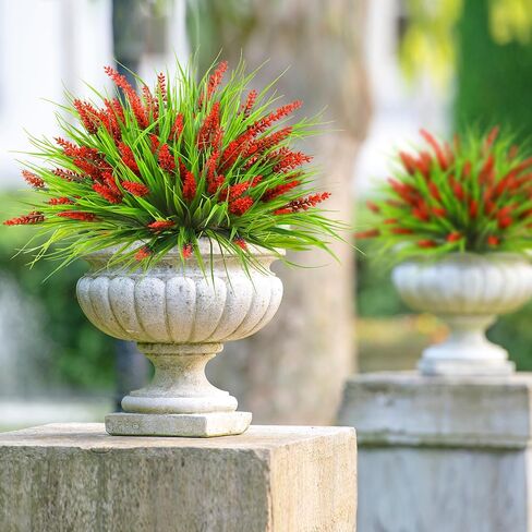 Sggvecsy 24 Bundles Artificial Plants Outdoor Faux Lavender Flowers Fake Monkey Grass UV Resistant Plastic Greenery Plants for Garden Home Porch Window Patio Hanging Planter Indoor Decor (Magenta) in Saudi Arabia