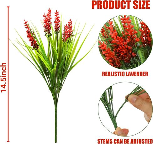 Sggvecsy 24 Bundles Artificial Plants Outdoor Faux Lavender Flowers Fake Monkey Grass UV Resistant Plastic Greenery Plants for Garden Home Porch Window Patio Hanging Planter Indoor Decor (Magenta) in Saudi Arabia