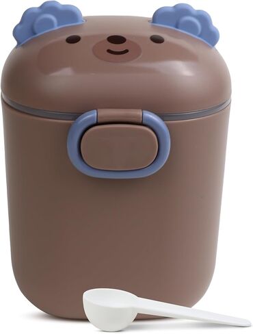Baby Formula Dispenser, Portable Formula Container to go for Travel, BPA-Free Formula Storage Containers with Scoop and Leveler, Formula Container with Carry Handle for Outdoor (15 Ounce, Brown) in Kuwait