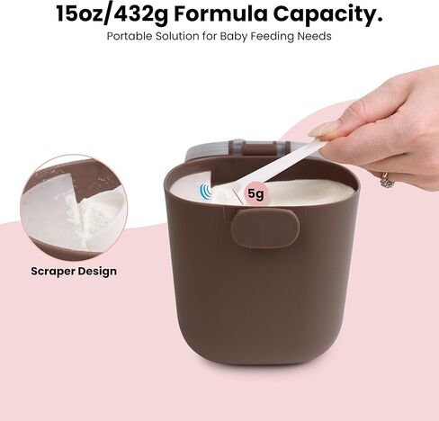 Baby Formula Dispenser, Portable Formula Container to go for Travel, BPA-Free Formula Storage Containers with Scoop and Leveler, Formula Container with Carry Handle for Outdoor (15 Ounce, Brown) in Kuwait
