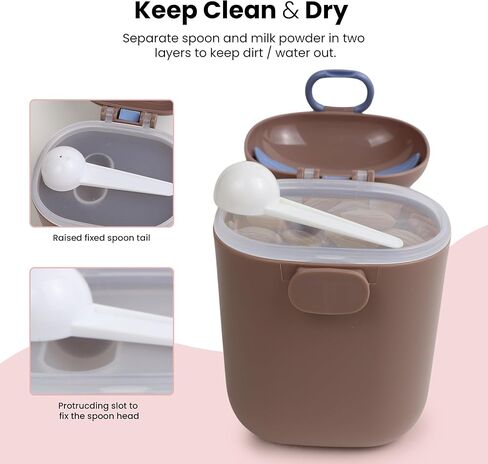Baby Formula Dispenser, Portable Formula Container to go for Travel, BPA-Free Formula Storage Containers with Scoop and Leveler, Formula Container with Carry Handle for Outdoor (15 Ounce, Brown) in Kuwait