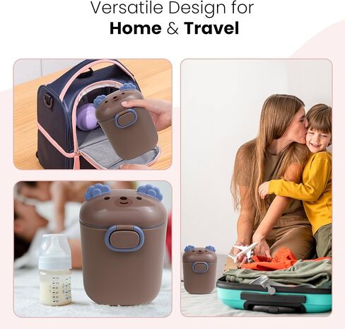 Baby Formula Dispenser, Portable Formula Container to go for Travel, BPA-Free Formula Storage Containers with Scoop and Leveler, Formula Container with Carry Handle for Outdoor (15 Ounce, Brown) in Kuwait