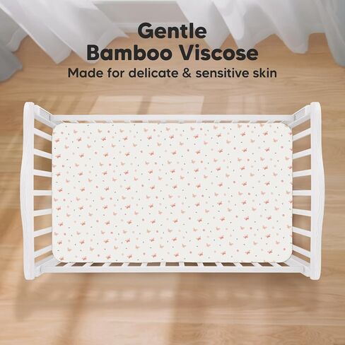 KeaBabies 2-Pack Baby Crib Sheets for Boys, Girls, 52x28 Fitted (Cameo) | Viscose Derived from Bamboo, Toddler Bed Sheets Neutral, Fitted Crib Mattress Sheet for Standard Baby Bedding, Soft, Cozy in Saudi Arabia