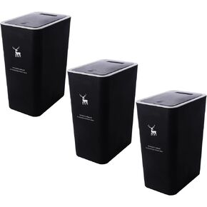 Sooyee 3 Pack Bathroom Trash Can with Lid 14L / 3.7 Gallon Slim Trash Can with Pop-Up Lid, Waste Basket for Bathroom,Powder Room,Bedroom,Kitchen,Craft Room,Office,White in Kuwait