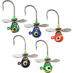 Jig Head Hook 5g (3/16oz) Fishing Jigging Stainless Steel Hook with Propeller Blade Spinner Spoon Pike Bass Hook Fishing Tackle