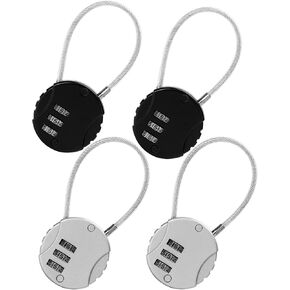 4 Pack 3-Digit Combination Lock Waterproof Padlock Outdoor Mini Wire Rope Combination Lock for Backpacks, Trolley Cases, Gym Lockers, Fence