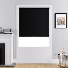 Cordless Roller Shades 100% Blackout Blinds for Windows and Doors, Pull Down Room Darkening Window Shades, Easy to Install for Home and Office, White, Fixed 72 Inches High, 44 Inches Width, White