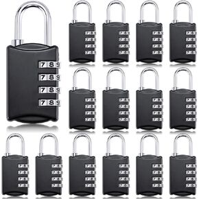 Sadnyy 15 Pcs 4 Digit Combination Locks Combination Padlock Luggage Number Locks Outdoor Waterproof Resettable Padlock for Door Traveling School Gym Locker Suitcases Employee Hasp Storage